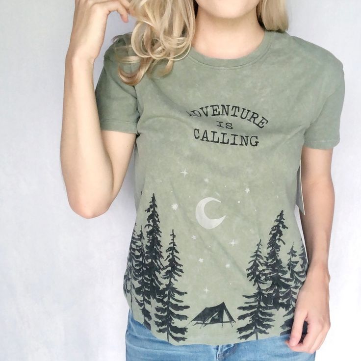 Super Soft. Camping Forest Scene. Pit To Pit: 18.5” Length: 24” New With Tag. 100% Cotton. Green Summer Adventure Top, Casual Green Tops For Outdoor Activities, Green Crew Neck Top For Adventure, Cotton Graphic Tee For Outdoor, Outdoor Graphic Tee With Crew Neck, Spring Outdoor Crew Neck Top, Spring Crew Neck Top For Outdoor, Graphic Tee With Crew Neck For Outdoor, Crew Neck Top For Outdoor Spring Activities