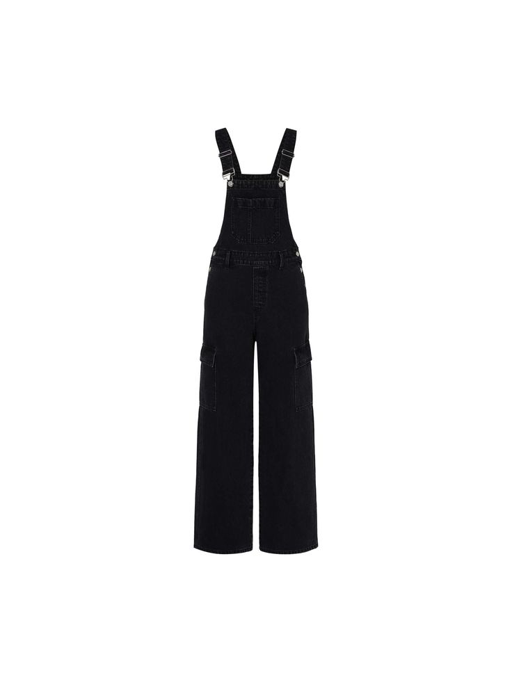 MO&Co. Women's Straight Leg Denim overalls This jumpsuit is crafted from denim fabric for a casual look and stylish. Featuring adjustable shoulder straps, a wide-leg silhouette and cargo pockets, it's the perfect choice for effortless elegance. With its subtle sophistication, it's sure to become a wardrobe favorite. Features : - High waist, cut for a relaxed fit- Multi-pocket, side button details- Adjustable shoulder straps- Comfy denim materials Code: MBD1JPS011The back length of size S is 108c Black Overalls, Straight Leg Denim, Effortless Elegance, Denim Overalls, Mesh Bag, Denim Fabric, Shoulder Straps, Casual Looks, Overalls