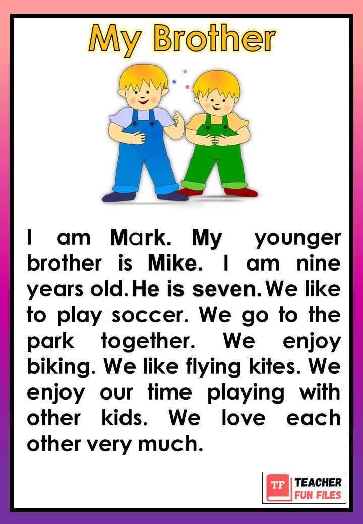 a card with two children holding hands and the words,'my brother i am mark my younger brother is mike