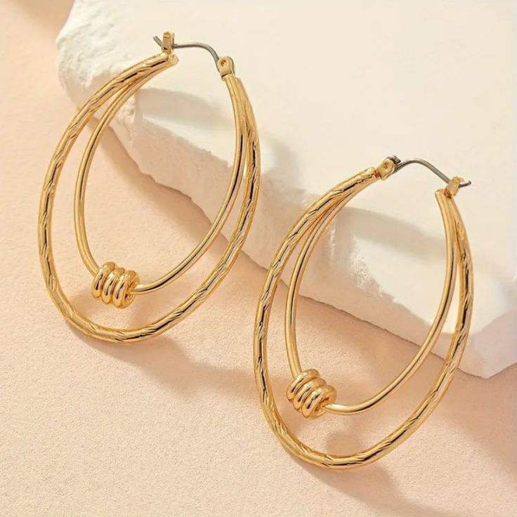 Brand New Women's Gold Double Hoop Earrings Genuine 14k Gold Plated Sterling Silver 1.8" Tall 1.3" Wide Retail Price $295 Buy With Confidence From A Trusted Seller With A 99%+ Feedback Rating! A0099 (Id-1572-) Plated Hoop Earrings For Anniversary, Modern Metal Hoop Earrings For Anniversary, Anniversary Hoop Earrings With Plating, Anniversary Hoop Metal Earrings, Anniversary Metal Hoop Earrings, Metal Hoop Earrings With Ear Wire For Anniversary, Tarnish Resistant Metal Hoop Earrings, Nickel Free Hoop Earrings For Anniversary, Anniversary Metal Hoop Earrings Pierced