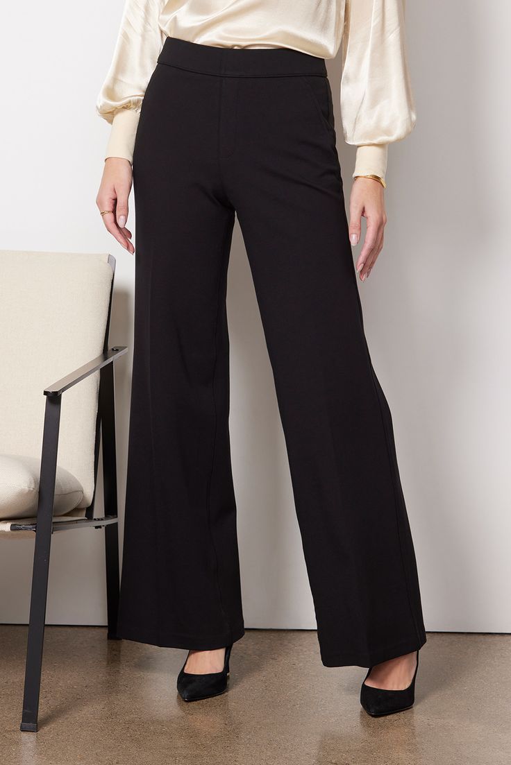 SPANX The Perfect Pant Wide Leg | EVEREVE Chic Wide Leg Dress Pants For Career, Elegant Wide Leg Career Pants, Elegant Wide-leg Career Pants, Versatile Wide Leg Dress Pants With 4-way Stretch, Versatile Wide-leg Dress Pants With 4-way Stretch, Stretch Wide Leg Pants For Work, Chic Wide Leg Career Pants, Modern Elastane Dress Pants For Work, Tailored Wide Leg Dress Pants For Career