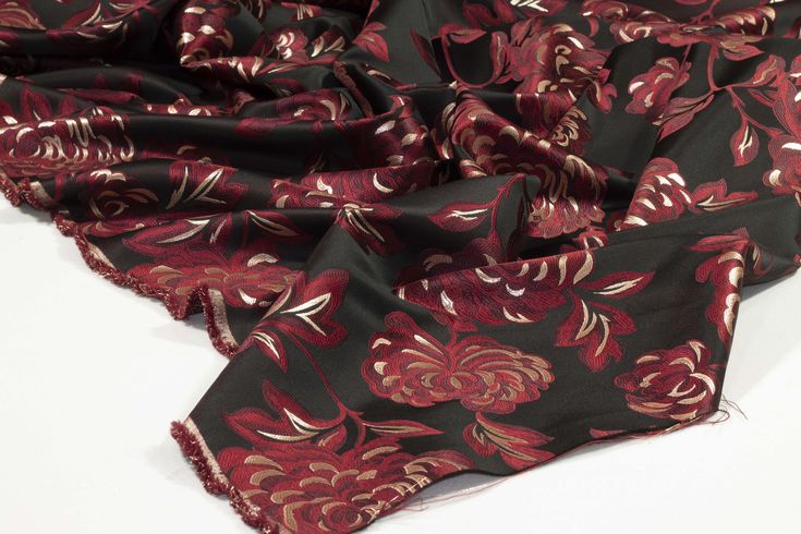 This stunning brocade is perfect for dresses, skirts, pants, and tops! This piece also comes in blue (SKU: 97333533)! Elegant Jacquard Fabric For Evening, Festive Jacquard Fabric, Elegant Brocade Fabric For Party, Alexander Mcqueen Scarf, Black Floral, Alexander Mcqueen, Dresses Skirts, Floral, Pants