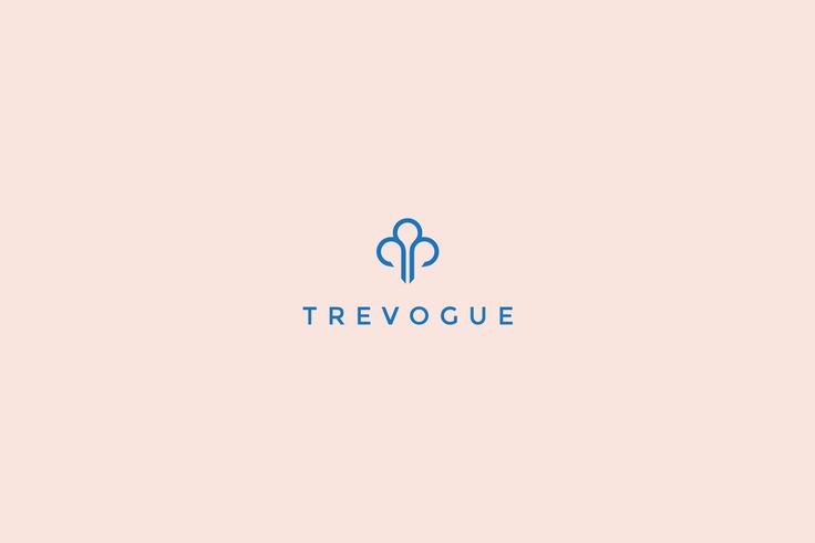 the logo for trevoge is shown in blue on a light pink background,