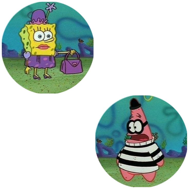 two cartoon characters are depicted in the same image as they appear to be wearing different outfits