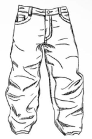 a black and white drawing of a pair of jeans