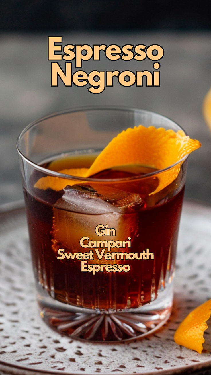 Espresso Negroni Espresso Cocktails, Espresso Negroni, Tequila Negroni, Negroni Cocktail Aesthetic, Sweet Vermouth Cocktails, Classic Negroni Cocktail Recipe, Negroni Sbagliato, Classic Negroni, Negroni Cocktail