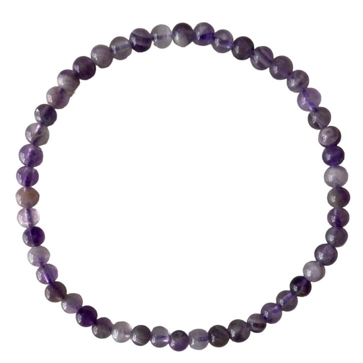 Enhance your accessory collection with this Amethyst 4mm Bead Bracelet, showcasing the elegance of genuine amethyst beads. Each bead features the distinctive purple hues and natural sparkle of amethyst, known for its calming and spiritual properties. This delicate bracelet is perfect for everyday wear or special occasions, offering a subtle yet refined touch. Amethyst is traditionally believed to promote peace, balance, and spiritual growth, making this bracelet both a stylish and meaningful add Spiritual Purple Round Beads Stretch Bracelet, Purple Bracelets With Natural Stones, Everyday Purple Bracelets With Natural Stones, Lavender Bracelet With 8mm Beads For Meditation, Purple Round Beaded Bracelets For Meditation, Spiritual Amethyst Round Bracelets, Purple Beaded Bracelets For Meditation, Spiritual Round Amethyst Bracelets, Purple Round Beads Bracelet For Meditation