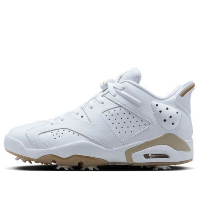 Air Jordan 6 Retro Low Golf 'White Khaki' DV1376-100 Classic White Low-top Golf Shoes, Classic White Golf Sneakers, White Golf Shoes With Boost Midsole, White Golf Shoes With Boost Midsole For Casual Wear, White Low-top Breathable Golf Shoes, White Low-top Golf Shoes For Light Sports, Breathable White Low-top Golf Shoes, White Low-top Golf Shoes With Perforations, White Breathable Low-top Golf Shoes