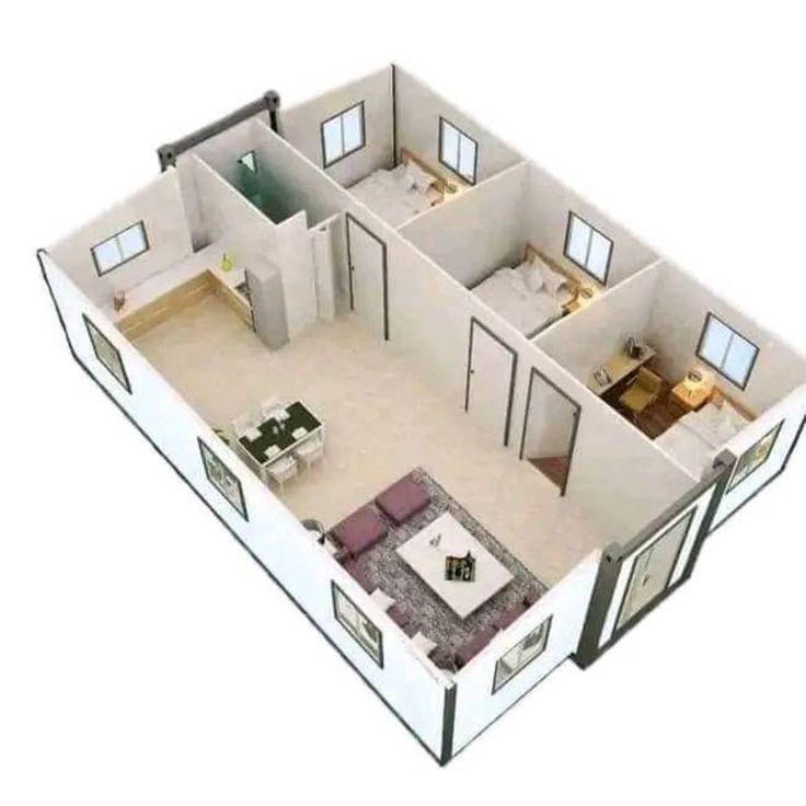 the floor plan for a two bedroom apartment with an attached kitchen and living room area