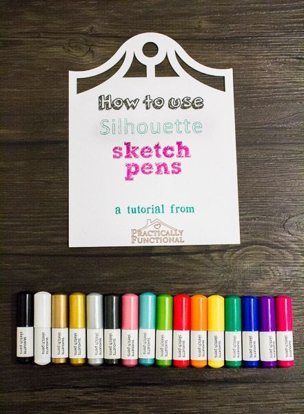 how to use silhouette sketch pens on wood table with colored crayons in front