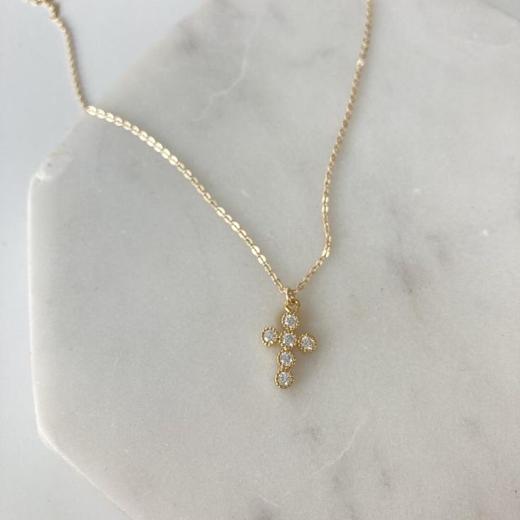 Gold vermeil bezel set cross necklace. Perfect for communions, baptisms or just because. We make every effort to ship as soon as possible. Questions? shop@katiediamondjewelry.com Dainty Cross Necklace For First Communion, Dainty Cross Necklace For Baptism, Confirmation Necklace, Clean Sterling Silver, Expensive Jewelry Luxury, Birthday Inspo, Jewelry Aesthetic, Gold Cross Necklace, Jewelry Luxury