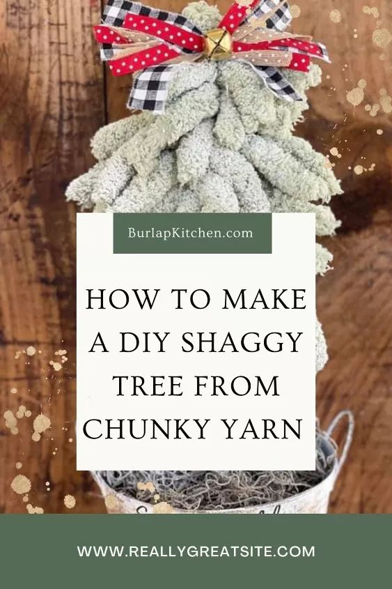 an image of how to make a diy shaggy tree from chunk yarn