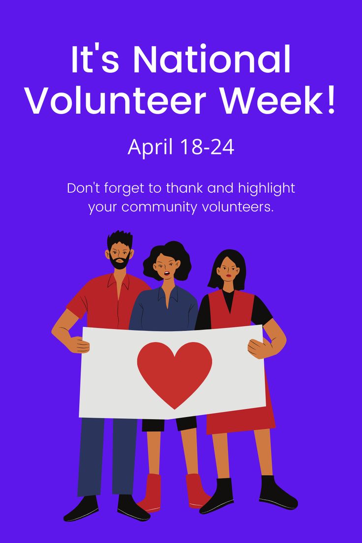 three people holding a sign that says it's national volunteer week