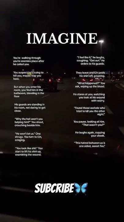 an advertisement with the words imagine written on it in black and white, as well as pictures of cars at night