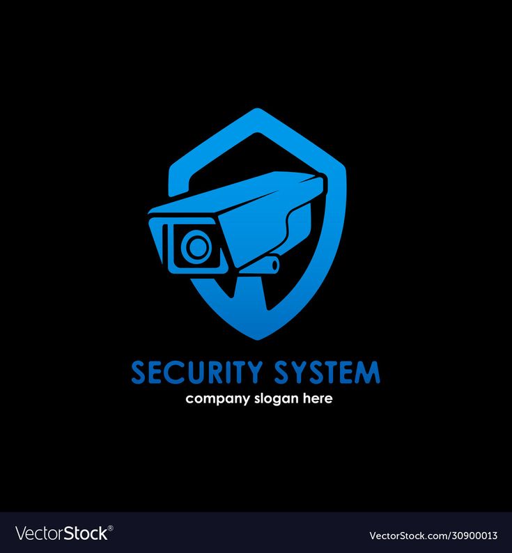 security system logo design with camera inside the shield on black background eps file available for use in graphic and web design projects