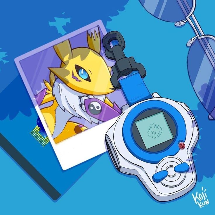 an image of a digital camera with pokemon pictures on the screen and other items around it