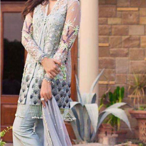 Designer Dress Rozina Mubin Bust 44 Elegant Georgette Dresses, Unstitched Sleeveless Party Dress, Chic Formal Dresses For Eid, Fitted Georgette Dresses For Occasion Wear, Fitted Sleeveless Dress For Eid, Elegant Long Sleeve Dress With Sheer Dupatta, Chic Evening Dresses For Eid, Elegant Designer Dresses For Eid, Elegant Fitted Dresses For Eid