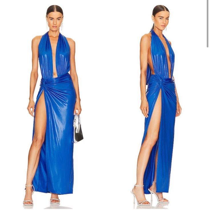 Brand New With Tags & Sold Out Online Luxury Blue Dress For Gala, Luxury Blue Gala Dress, Luxury Blue Party Gown, Luxury Blue Maxi Dress For Gala, Luxury Blue Maxi Dress For Galas, Blue Floor-length Maxi Dress For Night Out, Luxury Sleeveless Blue Evening Dress, Luxury Blue Formal Maxi Dress, Blue Sleeveless Gown For Night Out