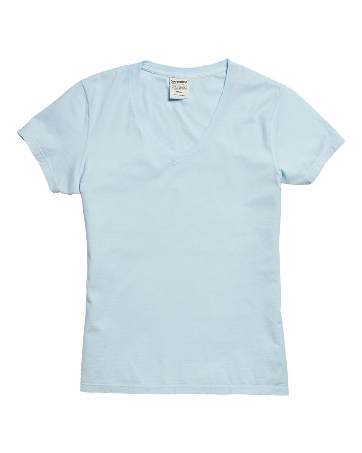 Ladies' V-Neck T-Shirt - SOOTHING BLUE - L | ComfortWash by Hanes Women's V-Neck T-Shirt in Soothing Blue Size Large | Cotton Light Blue Shirts, Blue V, Lady V, Neck Shirt, V Neck Tops, White Undershirt, Blue Grey, V Neck T Shirt, Long Sleeve Shirts