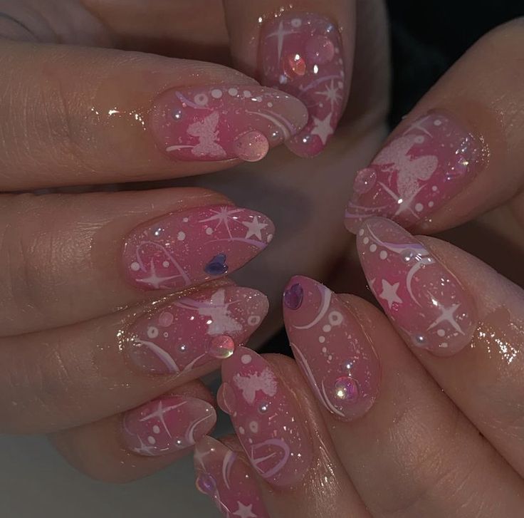 Quince Nails, Stylish Nails Designs, Nail Jewels, Edgy Nails, Pretty Gel Nails, Really Cute Nails, Japanese Nails, Kawaii Nails, Pink Acrylic Nails