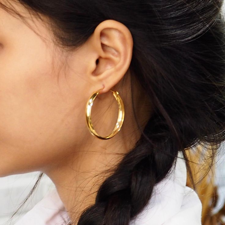 Thick Gold Hoop Earrings, 40th Birthday Gifts For Women, Chunky Gold Hoop Earrings, Jewelry Chunky, Geode Earrings, Chunky Hoop Earrings, Gold Jewelry Sets, Emerald Earrings, Gold Hoops