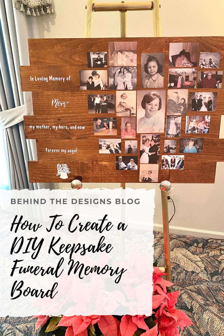 a sign that says how to create a diy keeps memory board with pictures on it