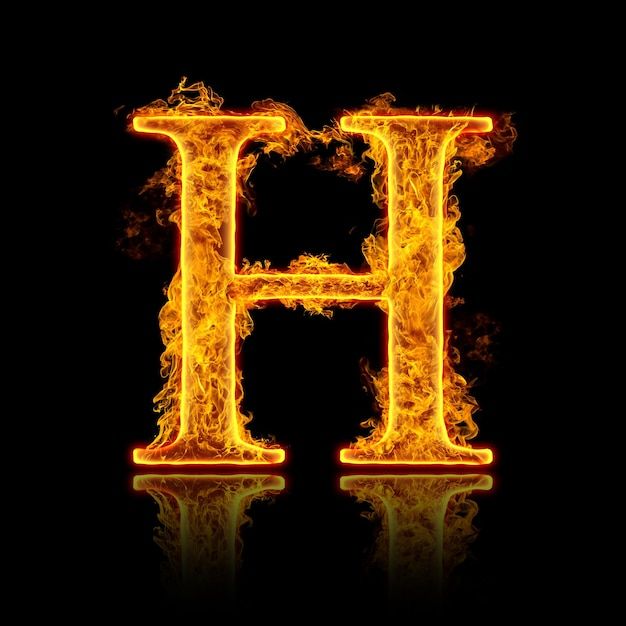 the letter h is made up of fire