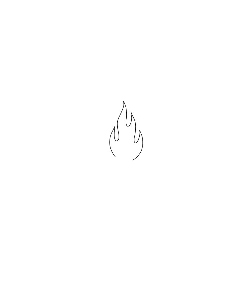 a black and white drawing of a fire