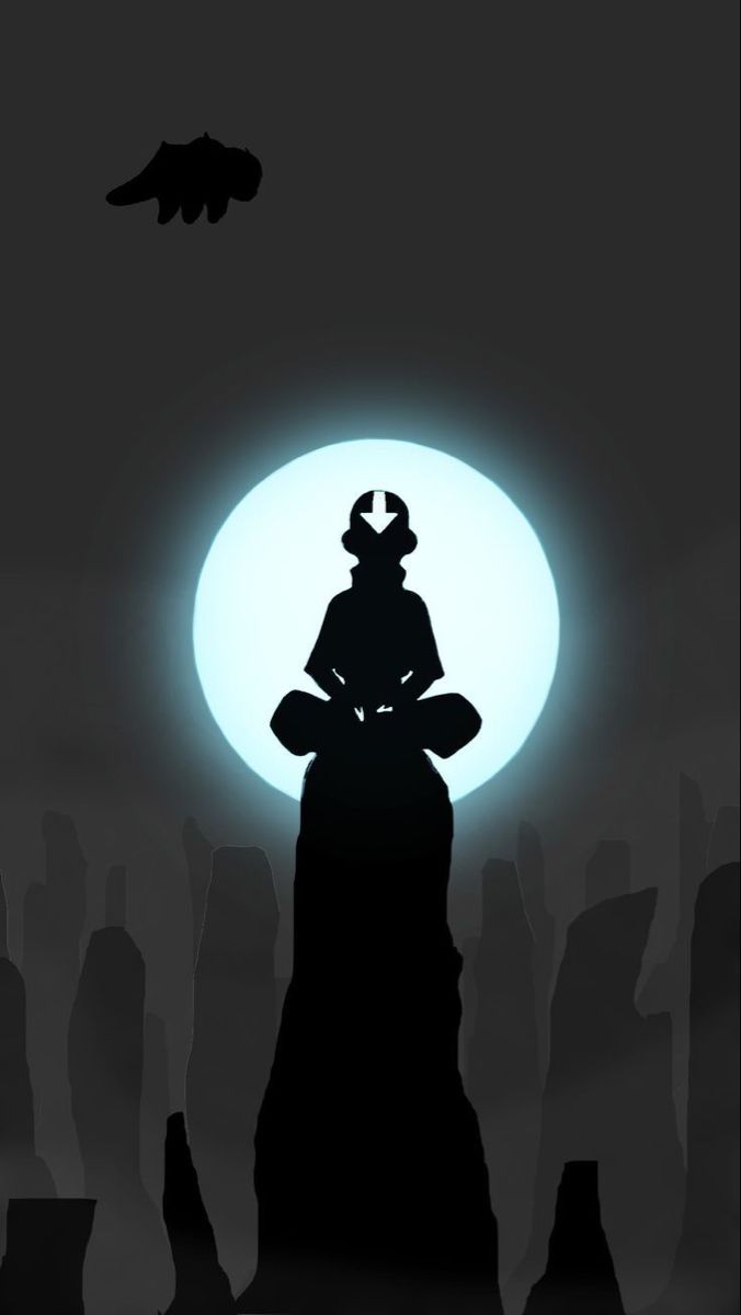 the silhouette of a person sitting on top of a hill in front of a full moon