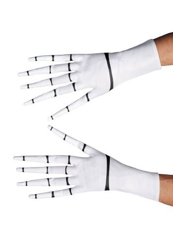 two white gloves with black lines on them