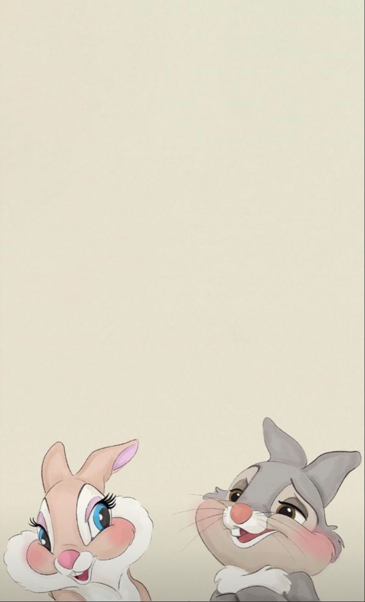 an image of two cartoon rabbits with one looking at the camera and the other smiling