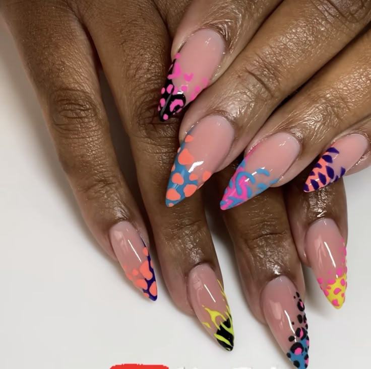 Funky French Manicure Nails, Cute Funky Nails Almond, Abstract Gel Nails, Funky French Nails, Funky French Tip Nails, Trending Nail Colors, A Nail Design, Nail Colors And Designs, Sassy Nails