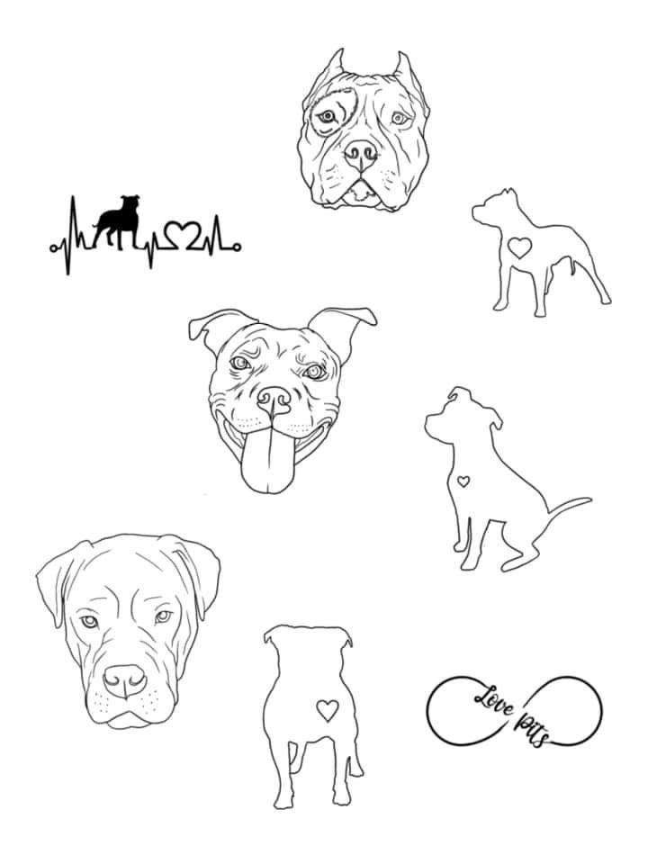 a drawing of dogs with their names on them