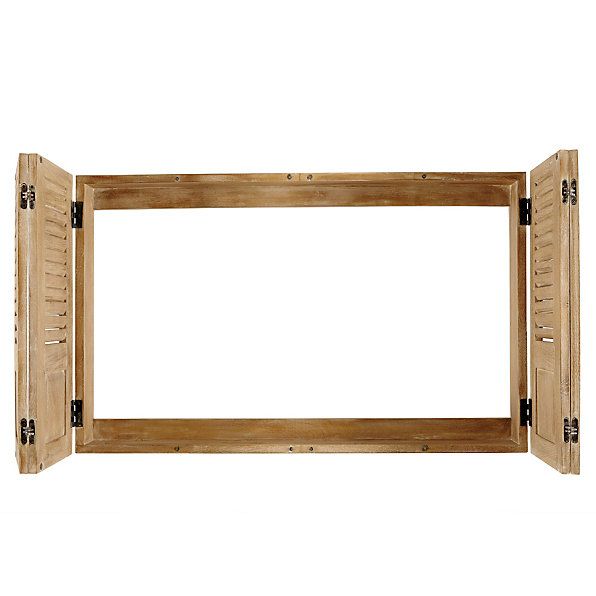 an open wooden window on a white background