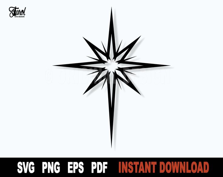 a black and white christmas star with the word svg png epspf instant