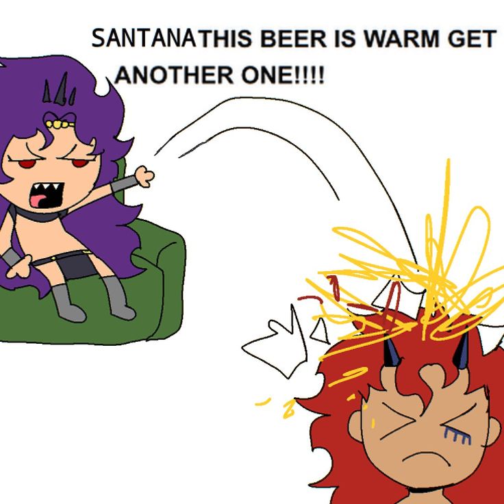 an image of two cartoon characters with one saying santah beer is warm get another one