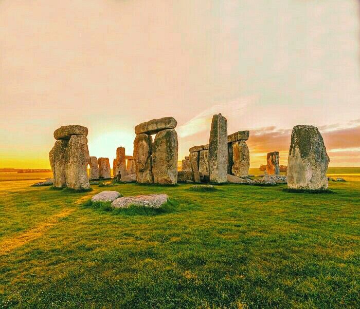 the stonehenge monument in england at sunset