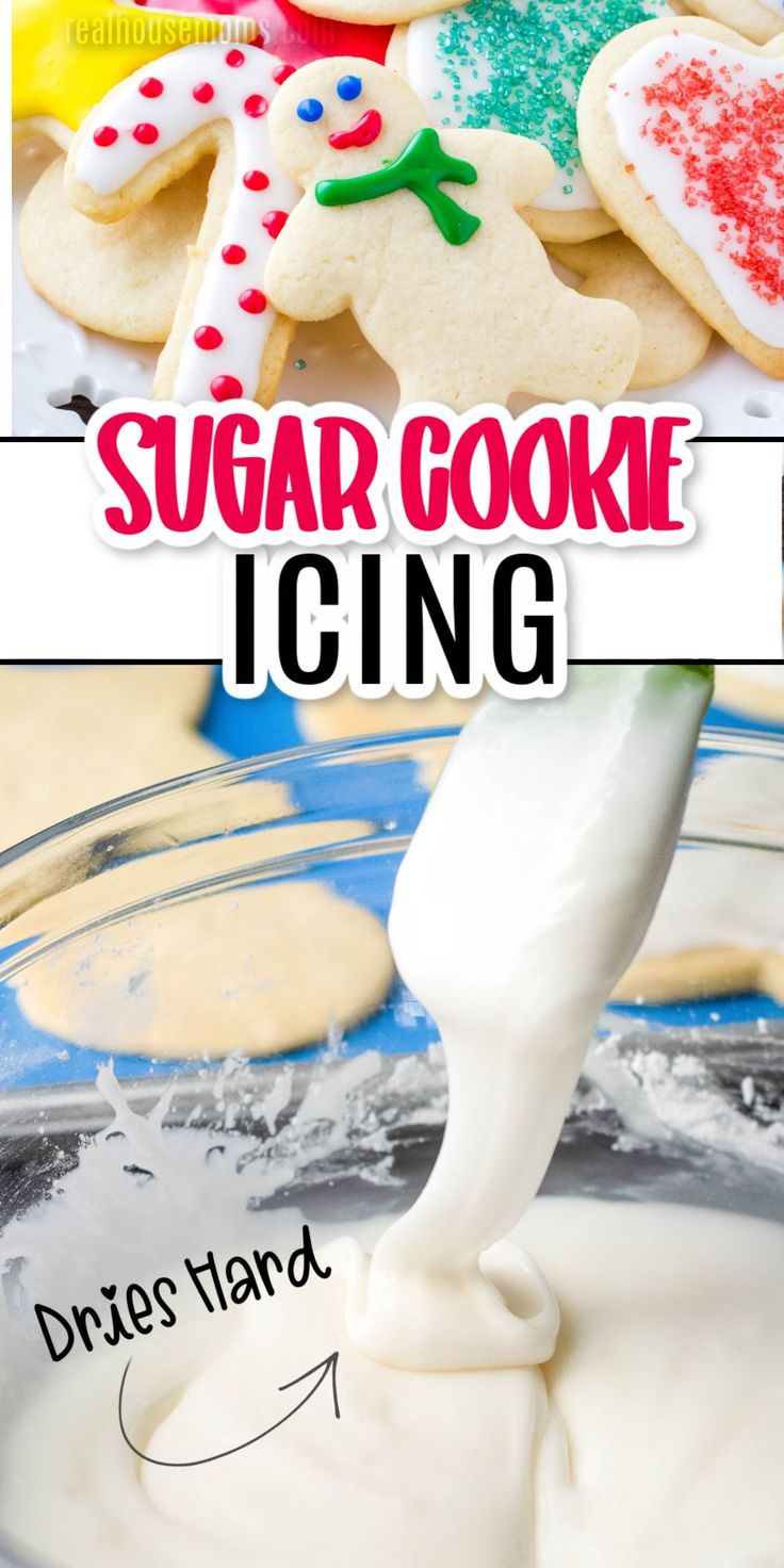 This Sugar Cookie Icing is perfect for your decorating your Christmas cookies for Santa! It's easy to make and dries hard! Decorating cookies with the kids will be easy this year! This recipe tastes great too! #sugarcookieicing #sugarcookies #royalicing #icing #Christmascookies #christmasdessert Soft Sugar Cookie Icing, Types Of Icing For Cookies, Dip Icing For Sugar Cookies, Sugar Cookie Frosting Ideas, How To Decorate Sugar Cookies, Royal Icing Cookies For Beginners, Cookie Decorating Easy, Decorating Cookies With Royal Icing, Easy Sugar Cookie Icing