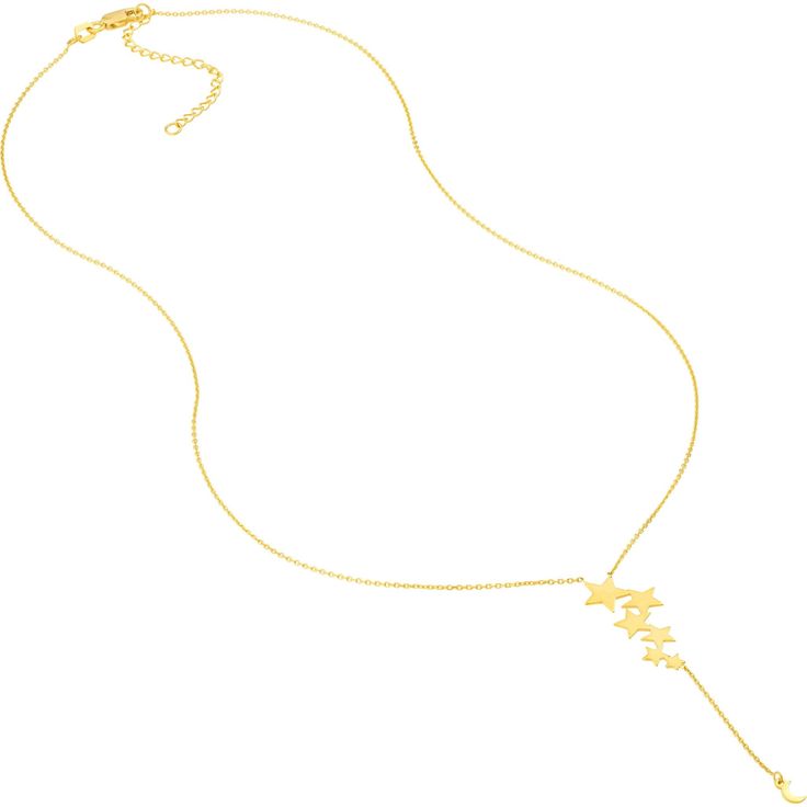 Delve into the masterpiece of art and elegance with the ethereal beauty of the Star Cluster Lariat Necklace with Crescent by Olas d'Oro. This exquisite 14K yellow gold lariat necklace is a celestial masterpiece that will leave you starry-eyed. The necklace features a cluster of twinkling stars gracefully suspended along a delicate chain, leading to a mesmerizing crescent moon drop.As you wear this enchanting piece, you'll feel like you're under a starlit sky, with the crescent moon guiding your Elegant Star-shaped Lariat Necklace, Elegant Star-shaped Lariat Necklace Gift, Elegant Star Lariat Necklace Gift, Gold Lariat Necklace With Star Charm, Starry Eyed, Gold Lariat Necklace, Star Cluster, Twinkle Star, Ethereal Beauty