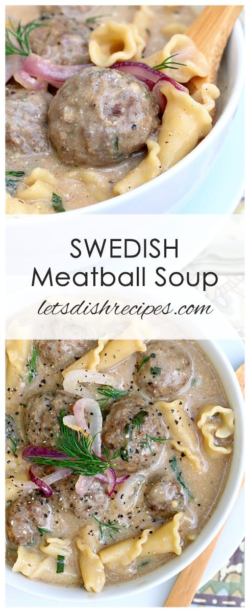 swedish meatball soup in a white bowl