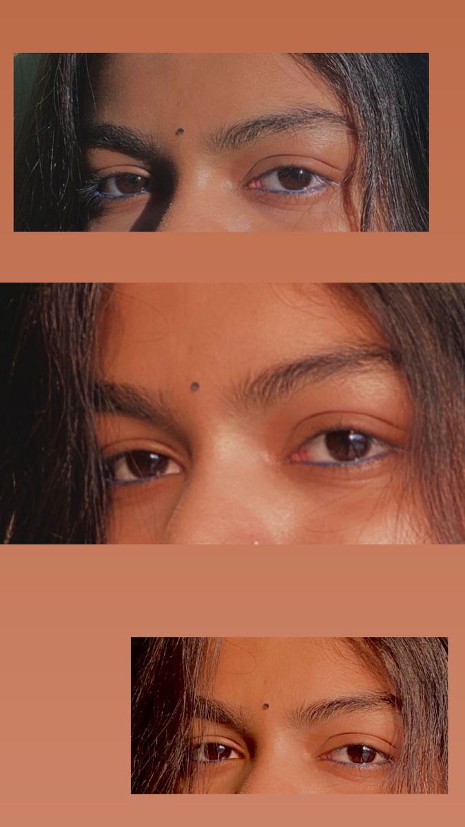 three different images of the same person's eyes