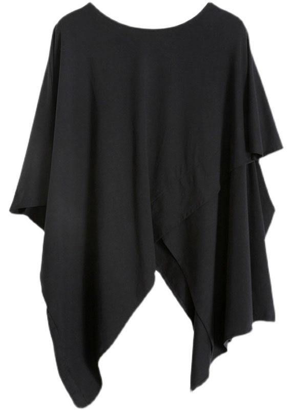 Women Black Cotton O Neck Asymmetric TeeFabric: Cotton BlendedSize & Fit: Fit: This garment fits true to size.Length: Size 5XL measures 31.2"from shoulder to hemBust: Great for any cup size. Waist: Loose Fit. Comfortable room throughout midsection.Hip: Loose Fit - room for hips. Hand Wash Cold. Half Sleeve Tops, Comfortable Room, Cup Size, Nike Outfits, Summer Tops, Cotton Tops, Stand Collar, Black Cotton, Womens Tees