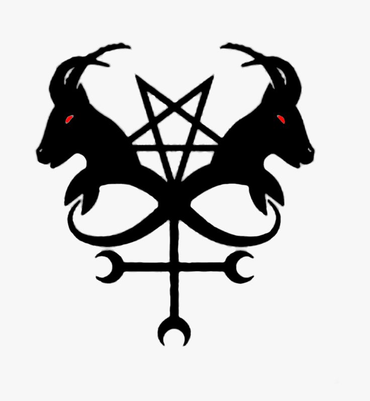 two goats with red eyes are in the middle of a pentagramus symbol on a white background