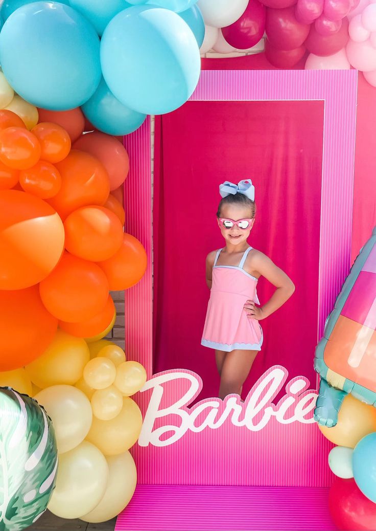 We are located in Troy, Alabama. Unfortunately, we don't ship the Barbie Box Rental.  Come on, Barbie, let's go party! Please contact us to confirm availability for your date. This listing is for rental of the Barbie box. Balloons not included. Overall size 60”H x 24”W The frame is made of thick foam core and UV printe Barbie Party Props, Diy Barbie Party Decorations, Barbie Frame, Barbie Poses, Hospitality Ideas, Barbie Pool, Balloon Tower, Barbie Box, Pool Birthday