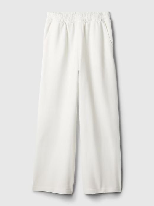 Textured Wide-Leg Ankle Sweatpants | Gap Loosely Fitted Tapered Leg Sweatpants With Pull-on Style, Gap Chic Bottoms With Relaxed Fit, Chic Gap Bottoms With Relaxed Fit, Sporty Gap Bottoms With Side Pockets, Gap Cotton Bottoms For Daywear, Straight Pants With Ribbed Waistband For Elevated Casual Occasions, Casual Gap Bottoms For Daywear, Spring High-waisted Sweatpants With Elastic Cuffs, Sporty Gap Bottoms With Ribbed Waistband