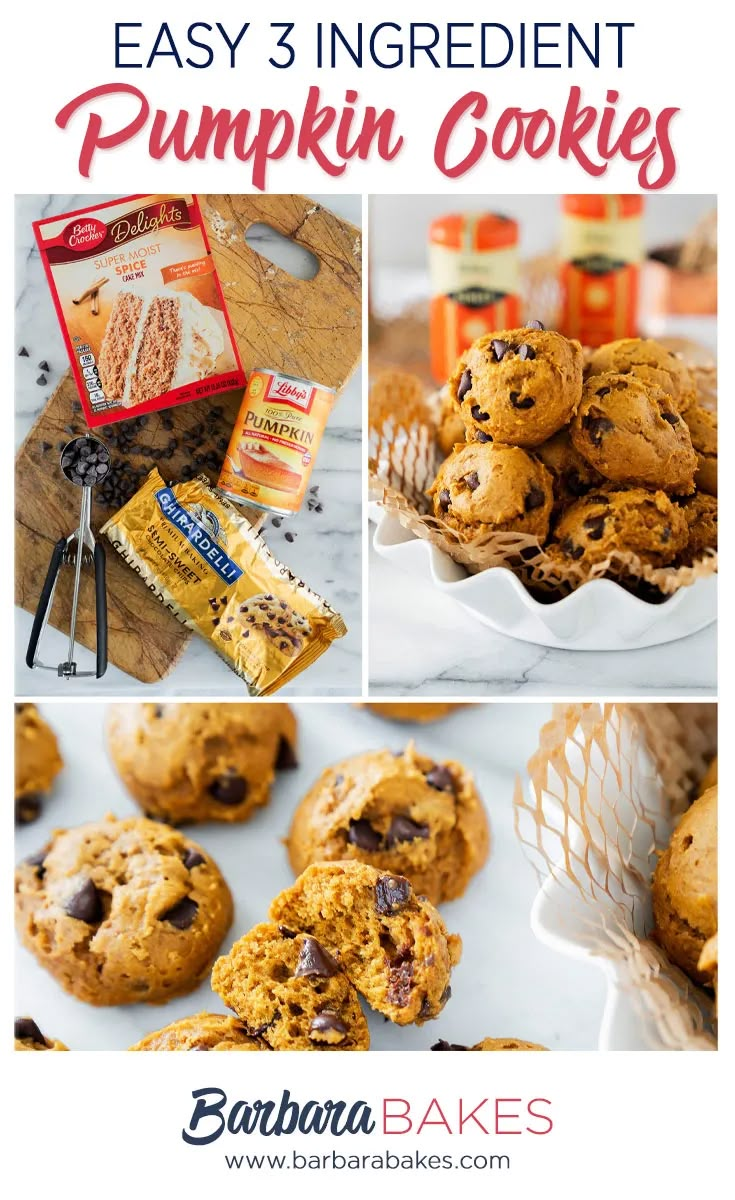 easy 3 ingredient pumpkin cookies with text overlay