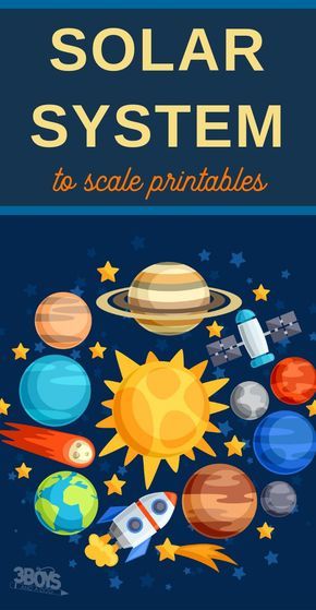 the solar system to scale printables for kids and adults, with text overlaying it