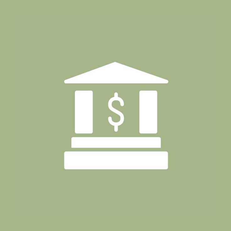 a bank building with a dollar sign on the front and side, against a green background