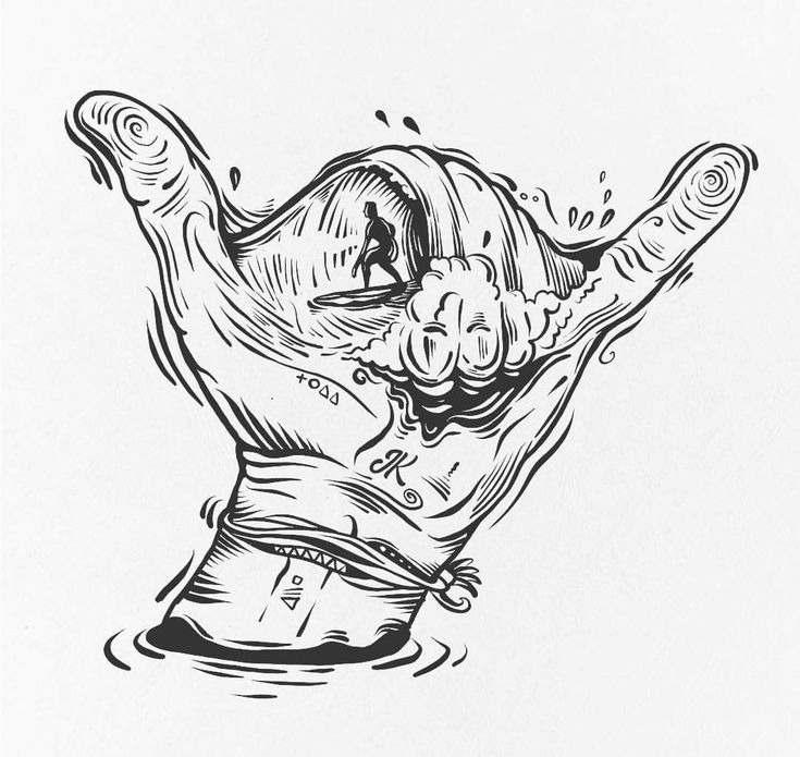 an ink drawing of a hand reaching for something