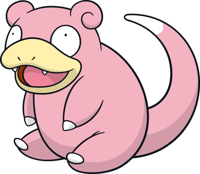 a pink cartoon animal with an open mouth